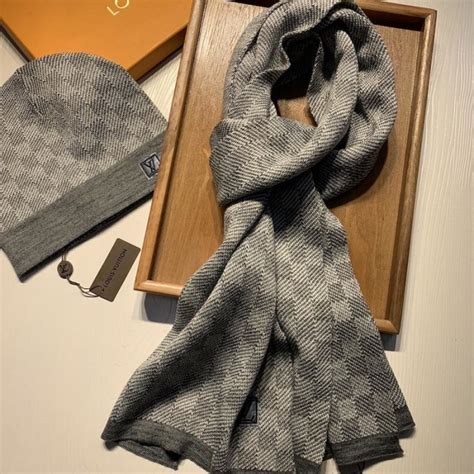 grey beanie lv|lv beanie and scarf grey.